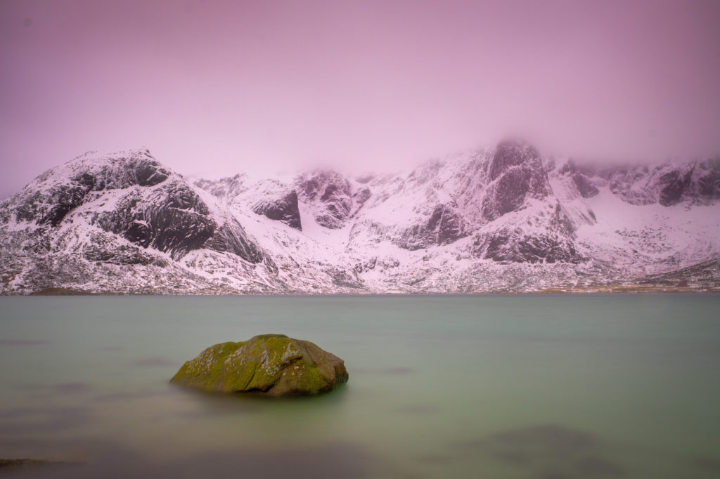 Fjord and snowy mountains Norway