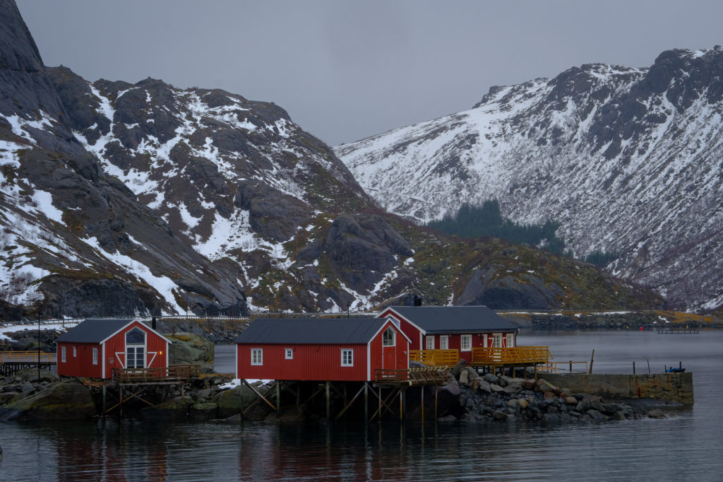 fishing cabins fjord Nusfjord Norway