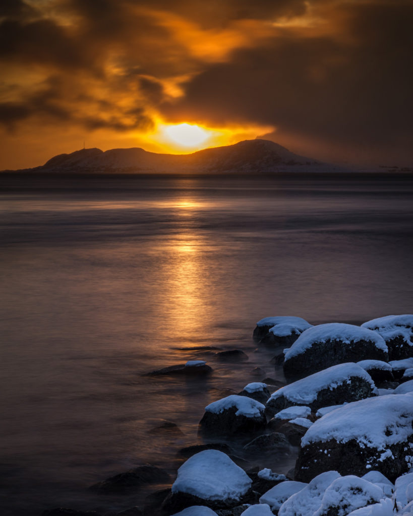 Sunset in the fjord in Norway