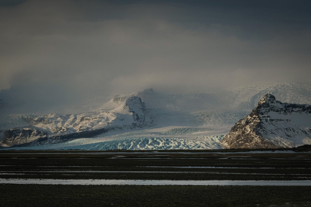 Mountains and glacier in afternoon in Iceland
