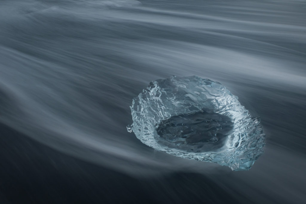 Ice chunk on beach in Iceland