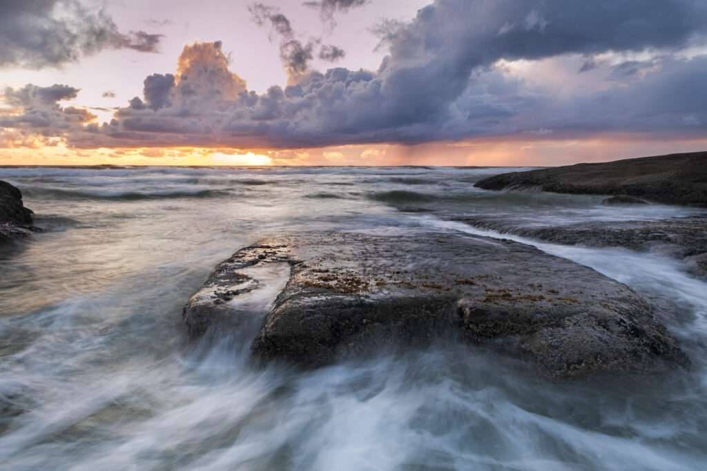 Ocean scene, waves, surf, oregon, dramatic clouds