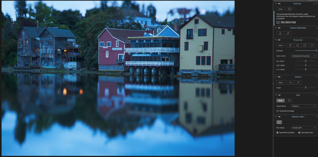 Photo editing software to produce miniature effect