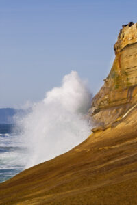 Ocean waves crash against the rocks at Cape Kiwanda