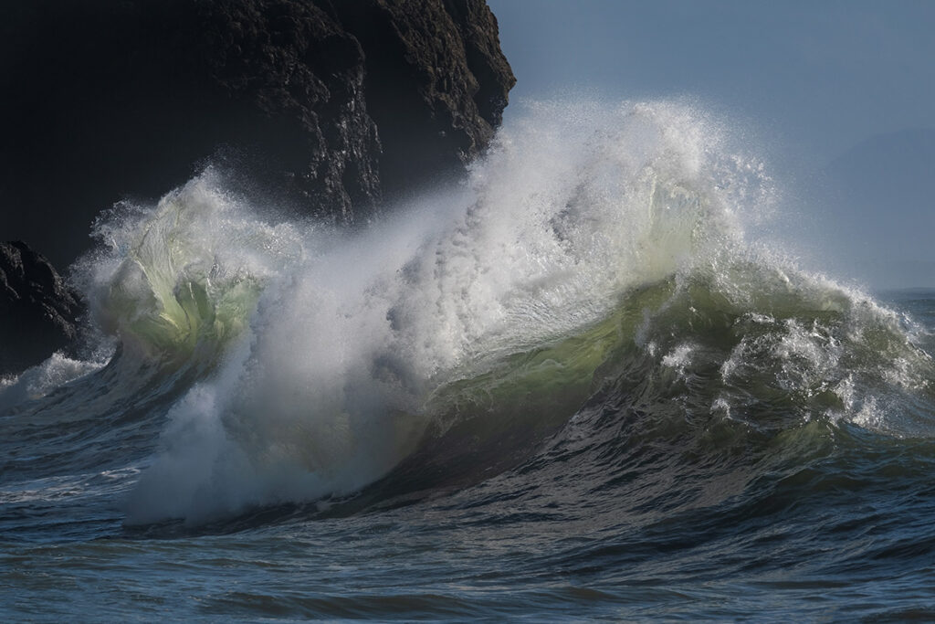 Waves in the ocean creating unique abstract shapes