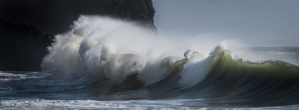 Waves in the ocean creating unique abstract shapes