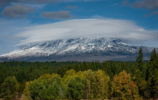 Mt Adams with a lenticular cloud in Washington